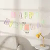 Bandeirola de puxar feliz aniversário dourada cor macaron decoração de layout de parede de fundo para festa de aniversário fornecimento direto da fábrica