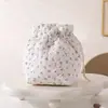 Bolsa de Almacenamiento Ligera Nueva Estampada con Cordón Transfronteriza, Bolsa de Maquillaje Acolchada Estilo Coreano Floral con Cordón de Gran Capacidad
