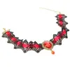 Collar de Encaje de Moda Exagerada Europeo y Americano Cadena de Collar con Colgante de Flor de Rosa Negra y Gema