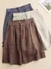 Pantalones Cortos de Algodón y Lino con Cintura Elástica, Nuevos Pantalones Anchos de Verano a la Rodilla, Pantalones Casuales Versátiles Sueltos para Mujer con Cremallera