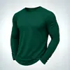 Nueva camiseta de manga larga estampada para hombre, color liso, estilo básico, adecuada para el uso casual diario y los viajes, una prenda básica simple y versátil para el armario