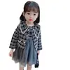 Vestido Traje de Moda para Bebé Niña 2025 Nuevo Otoño Chaleco Falda de Gasa Vestido de Princesa para Niños Conjunto de Dos Piezas