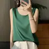 Transfronterizo 2025 Verano Nuevo Suéter Corto para Mujer Chaleco sin Mangas Cuello Redondo Camisola Color Sólido