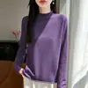 Suéter Base de Peça Única Sem Costura Estilo Old Money de Gola Alta para Mulheres Malha Simples para Camada Interna Outono/Inverno Novo Versátil