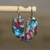 Aretes Colgantes de Pétalo de Piedra Imperial Natural para Mujer Exquisitos Pendientes Pendientes de Piedra Colorida pendientes