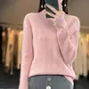 Gola de pelo feminina cor sólida jacquard canelado roupa de primeira linha sem costura segunda pele modeladora para o dia a dia malha 100% lã manga longa