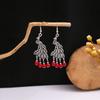 Aretes Redondos Huecos de Estilo Étnico Retro Europeo y Americano Estilo Bohemio Atracciones Turísticas Aretes de Borla Turquesa para Mujer