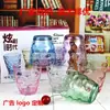 Taza de regalo para festival, taza de agua de vidrio con forma de gota de lluvia de colores, juego de caja de regalo, joyería en tienda, regalo