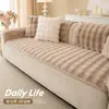 Cojín de sofá de felpa de piel de conejo de invierno, cojín de asiento engrosado, funda de sofá de cuero antideslizante, estilo nórdico simple de invierno, antideslizante y resistente a la suciedad