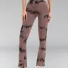 Nuevos Pantalones de Yoga Ajustados de Cintura Alta Sin Costuras Estilo Europeo y Americano Color Tie-Dye con Efecto Melocotón, Pantalones Acampanados, Pantalones Deportivos para Fitness, Leggings