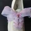 Cadarços Coloridos para Tênis e Botas de Lona Transparente Organza Gaze de Neve com Blocos de Cor Gradiente de 2,5 cm de Largura