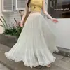 Saia Patchwork para Bolo Feminina, Novo Estilo Primavera, Solta e Fluida, Casual Plus Size, Saia de Tule Plissada Emagrecedora