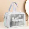 Bolsa de Aseo Cosmética Nueva Estilo Doble Capa Escarchada Impermeable Separación Seco y Húmedo Bolsa Portátil para Artículos de Tocador