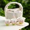 Juego de Tazas de Té con Tapa de Margarita de Primavera Pintadas a Mano, Regalo Práctico de Año Nuevo, Regalo de Boda, Caja de Regalo para Inauguración de Casa