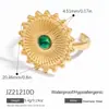 Anel Aberto Europeu e Americano de Aço Inoxidável Design de Nicho Feminino Pedra Natural Joia de Mão Banhado a Ouro 18K Real Anel de Aço Titânio