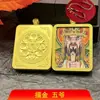 Popular Pintura Thangka Semimanual con Adornos Dorados Núcleo de Acero de Titanio Joyería de los Cinco Dioses Ga'U Amuletos en Blanco Colgante de Buda Colgante de Collar Dorado