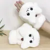 Nuevos Guantes de Felpa 2025 Gato de Dibujos Animados Lindos Cubierta Plegable de Medio Dedo Cálidos Engrosados Guantes de Teclado para Estudiantes para Mujeres Invierno