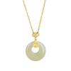 Roda gigante Hetian Jade Sansheng Damasco Colar Meninas s925 Prata Esterlina Nicho All-match High-end Guofeng Clavícula Corrente