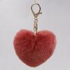 Llavero de Peluche con Forma de Corazón Rojo de Moda para Pareja, Colgante de Bola de Pelo de Conejo Sintético para Bolso, Accesorio para Coche al por Mayor