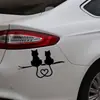 Stickers Reflectantes para Coche de Comercio Exterior Dibujos Animados de Animales Gato Dos Gatitos Corazón Rayadura de Puerta de Coche Pegatinas Personalizadas para Coche