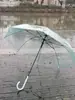 Guarda-chuva Transparente com Estrutura Branca de 16 Varetas Cabo Longo Guarda-chuva Transparente Automático Criativo Guarda-chuva para Sol e Chuva Uso Duplo Guarda-chuva para Fotografia