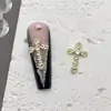 Accesorios Nuevos para Uñas Transfronterizos, Estilo Punk Retro Aleación Perla Incrustada Diamante Cruz Uña Accesorios al por Mayor