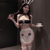 Lencería Sexy Lindo Conejito Maid Cos Juego de Roles Lencería Sexy Estilo Pura Lujuria Uniforme de Maid de Tres Puntos