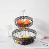 Bandeja de Frutas de Ferro de Camada Dupla Transfronteiriça Bandeja Portátil para Armazenamento de Frutas Secas e Lanches Rack Drenador de Frutas e Legumes de Cozinha Cesta Criativa para Frutas e Legumes