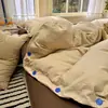 Conjunto de cama jacquard minimalista com trama colorida, quatro peças, ultrassuave, 100% algodão, lençol de cima e capa de edredom tamanho solteiro, adequado para quartos de dormitório e estudantes