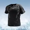 Camiseta de Manga Corta Estilo Perezoso Transfronteriza para Hombre, Top Deportivo Delgado de Verano, Ropa de Fitness Transpirable para Correr de Media Manga, Estilo Nuevo