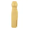Saia Midi Sexy com Fenda Hot Girl, Saia Bodycon para Mulheres com Efeito Emagrecedor Francês, Vestido Longo com Bojo e Alças Halter