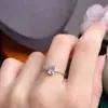 Anillo de aguamarina natural piedra principal cristalina limpia aproximadamente 4*6 mm anillo de valor boca viva incrustación de plata s925