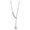 Colar de Franja de Pérola em Y Luxo Leve Nicho Sensação de Alto Padrão Corrente para Clavícula Doce Elegante Exquisite Temperamento Versátil Colar