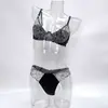 Comércio Exterior Sexy Francês Verão Renda Fina Estampa de Leopardo Conjunto de Sutiã para Mulheres com Seios Grandes Conjunto de Lingerie Sutiã de Renda