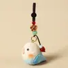 Chaveiro Pingente Escultura em Madeira Artesanal Papagaio Artificial Pingente para Bolsa Casal Pássaros Fofos Presente