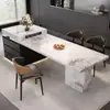 Mesa de Isla de Losa de Piedra de Lujo y Mesa de Comedor Combinadas para Uso Doméstico, Extensible, Adecuada para Villas Grandes, Mesa de Isla de Cocina Multifuncional Estilo Italiano