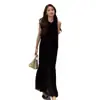 Estilo Diosa de Verano de Alta Gama, Estilo Occidental y Elegante Falda Larga, Vestido Negro sin Mangas de Estilo Hepburn Exquisito y de Alta Gama