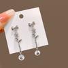 Pendientes creativos con forma de aguja de plata, con forma de gota de amor, con forma de mariposa hueca, para mujer, venta al por mayor