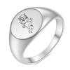 Anel Redondo de Aço Inoxidável 12mm com Doze Signos do Zodíaco Gravados a Laser Anel de Ouro 18K Anel Redondo Dourado Rosa de Aço Venda por Atacado