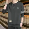 Moletom Masculino Gola Redonda, Marca Tendência Outono, Versátil Estampado Solto Manga Longa, Roupa Unisex para Casal, Top de Estudante