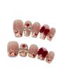 Arte de uñas de león de baile de Año Nuevo, ojo de gato, armadura pura usada a mano, boutique, parche de uñas corto con acabado blanco, piezas de uñas postizas