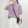 Camisa de Algodón y Lino de Verano 2026 para Mujer con Manga de Farol Estilo Vintage Artístico Top Holgado Adelgazante de Manga Media Talla Grande para Mujer
