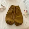 Calça de Lanterna de Pelúcia para Meninas 2026 Inverno Novo Infantil Solta Grossa Veludo Bebês Macacão de Lã Calça Longa
