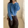Suéter Vermelho de Gola Polo Grossa Estilo Japonês para Mulheres, Tricô Novo Outono e Inverno com Gola Reversível, Top Casual