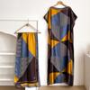 Vestido de Estilo Túnica Africana de Venta Caliente Transfronterizo, Falda de Seda Sintética, Vestido Talla Grande, Conjunto de Dos Piezas con Chal Protector Solar, Estampado al por Mayor