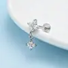 Aretes Perforados de Acero de Titanio Verticales para Agujeros de Oreja Aretes de Hélice de Acero Inoxidable con Circonita Joyería para Piercings Aretes de Flor para Labio con Rosca Externa