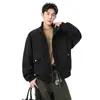 Jaqueta Patchwork Desconstruída de Gola Alta Nova Tendência de Primavera Estilo Americano para Homens e Mulheres, Peça de Roupa Externa Casual Versátil Tendência Solta Retrô