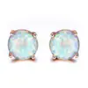 Amazon Aliexpress Brincos de Pino 8mm Ouro Rosa + Opala Branca