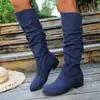 Em estoque acumulado novas botas femininas Tamanho de bota Europeu e Americano Comprimento Outono e Inverno Cano Atacado Cano Alto Joelho grande não ultrapassa Botas de couro Transfronteiriças Branco