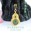 Collar Colgante Guan Yu Jade Azul Jacinto de Agua Grado A Natural Estilo Vintage Transmisión en Vivo Templo Venta al por Mayor S5071102